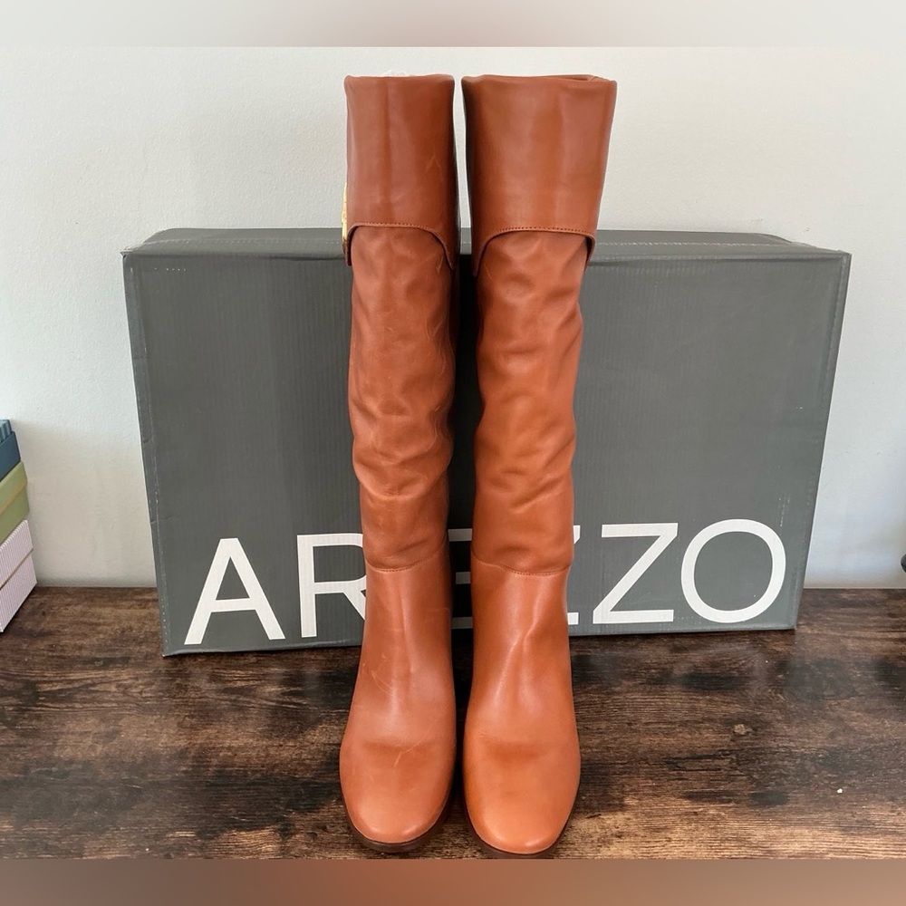 Arezzo Women's Vivian Mid Block Heel Boots - Caramel - Picture 6 of 8
